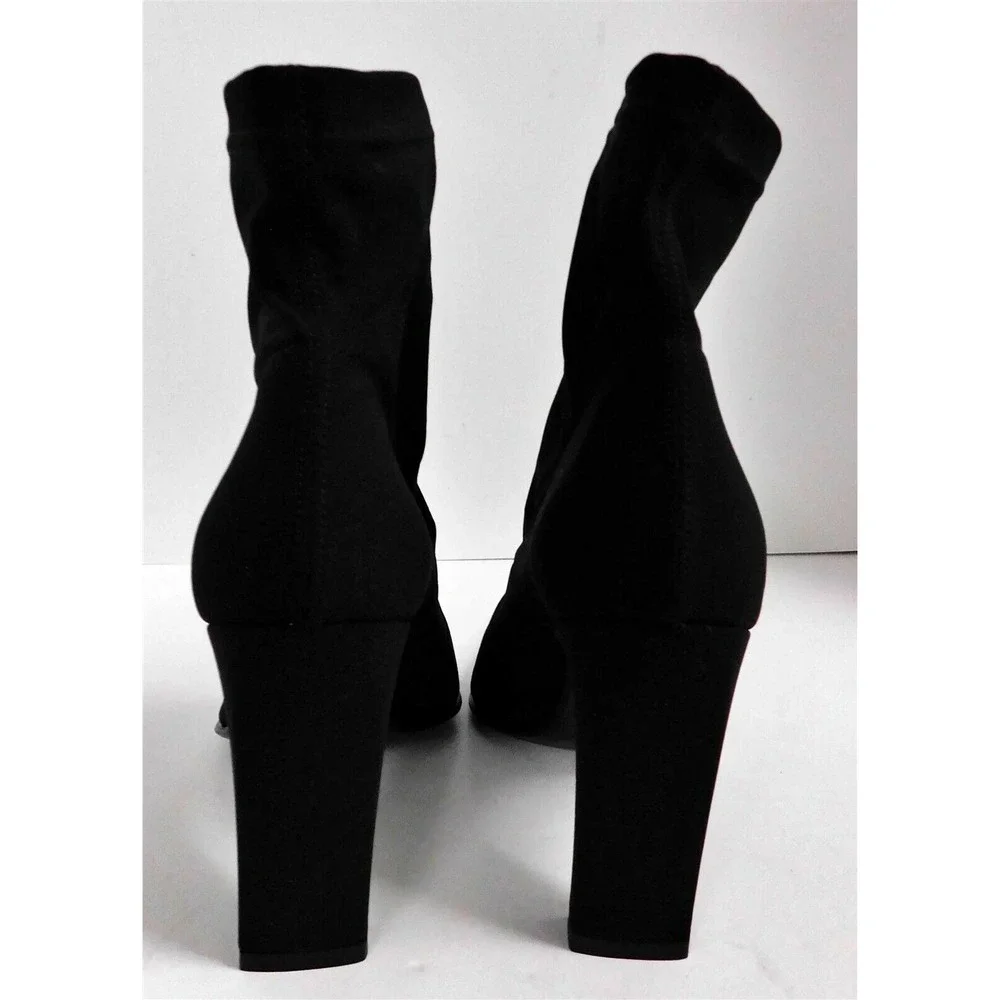 New Chantal Italy Black Stretchy Nylon Ankle Boots 9 M‎